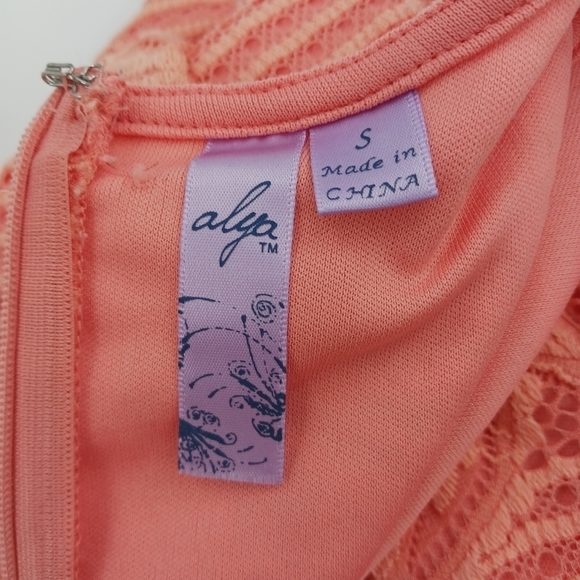 ALYA Dress Sleeveless Peach Lace Lined Paisley Slip Dress Womens Size S - Picture 5 of 5